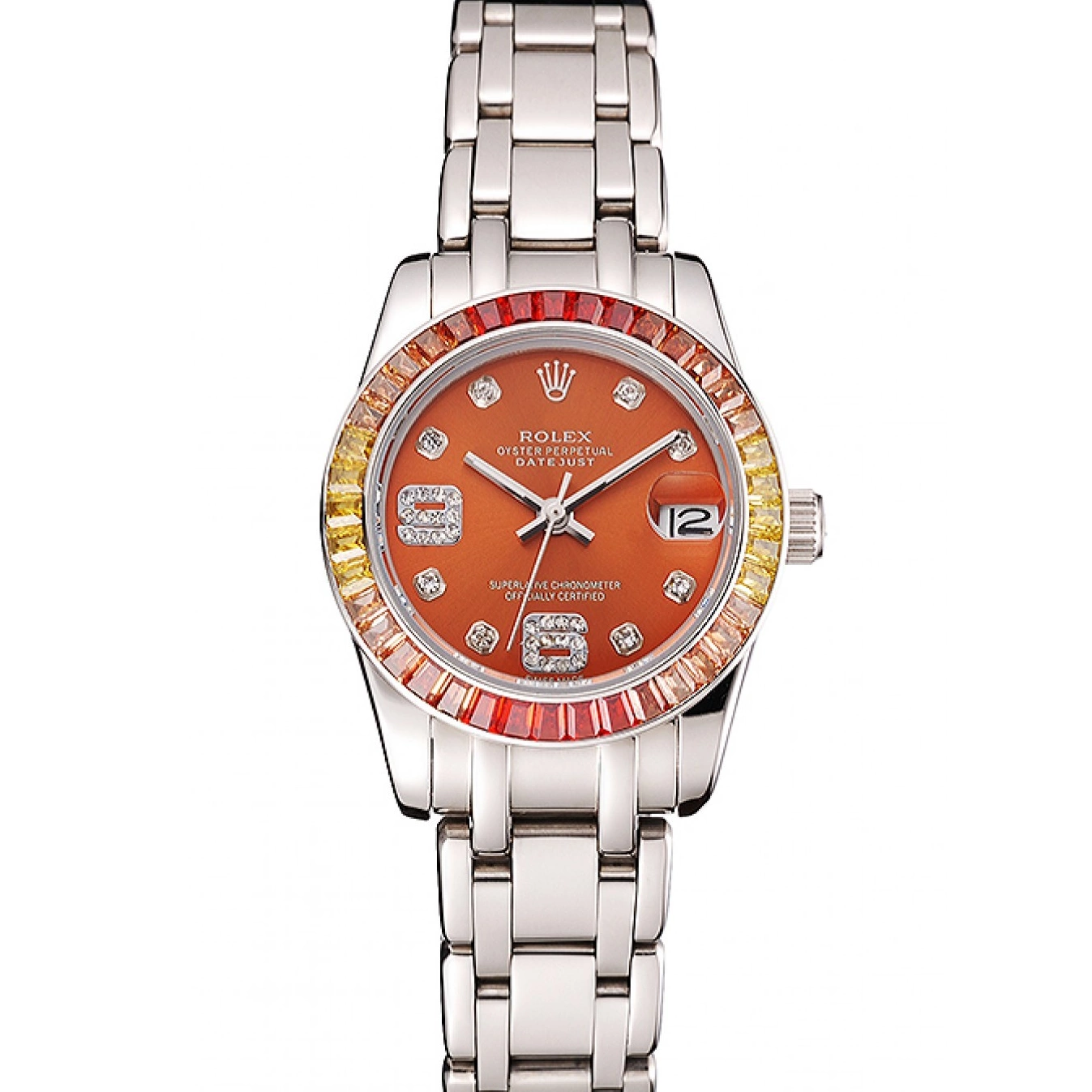 Best AAA Replica Sites 39 Stainless Dial And Steel Pearlmaster Datejust Rolex Bracelet Cognac Case 0615